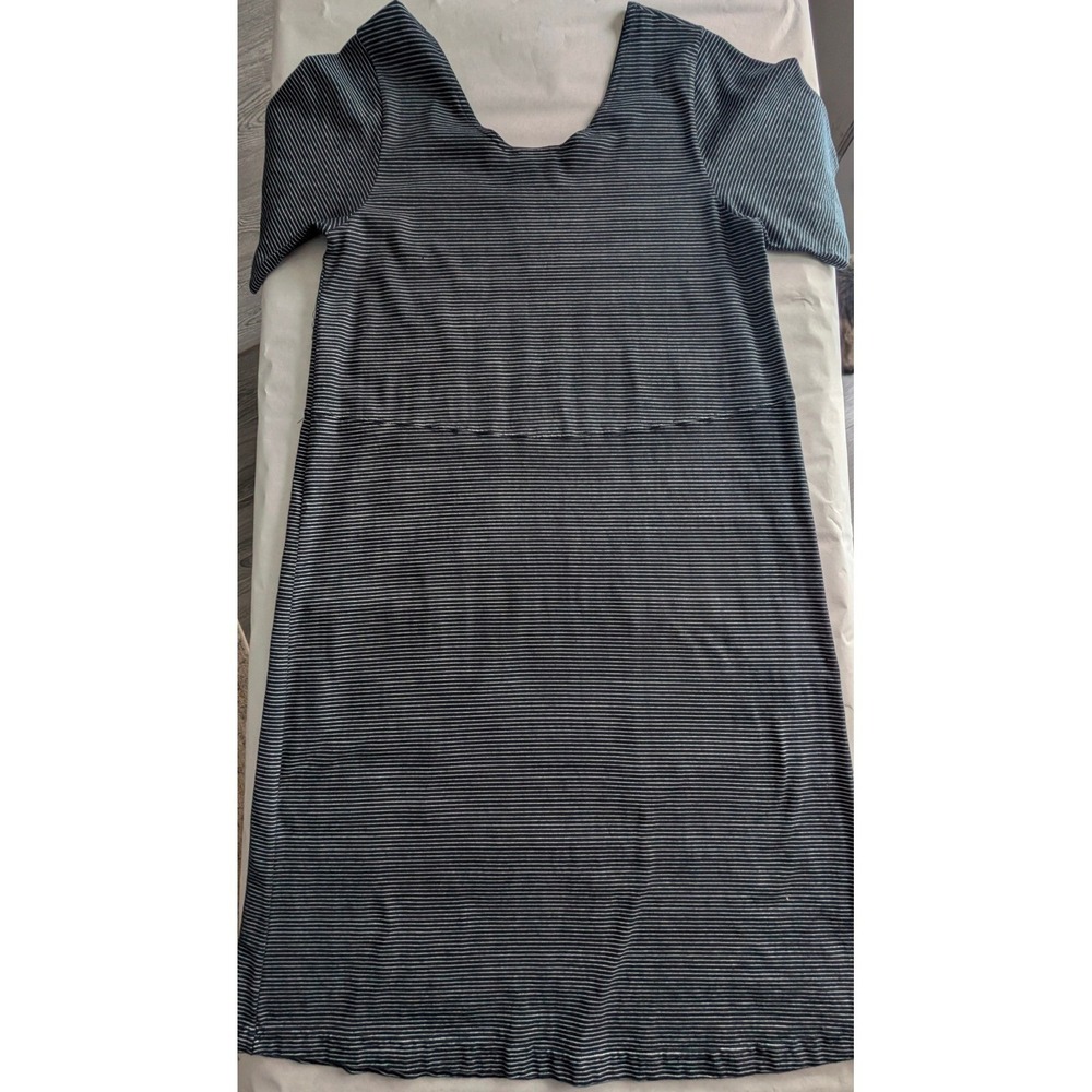 Vintage Fresh Produce Striped Seahorse T-Shirt Dress Navy Blue Pockets Large USA - Picture 3 of 10